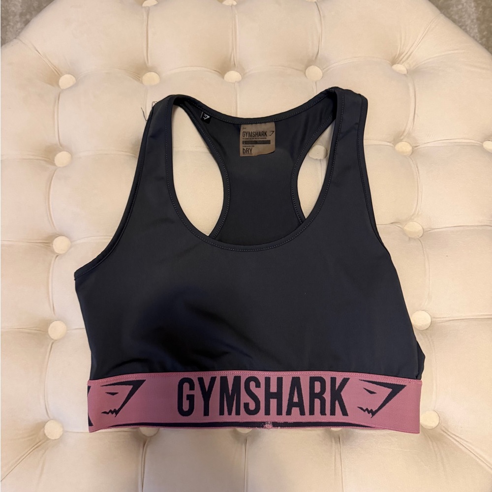 Gymshark Grey Sports Bra with Pink Band